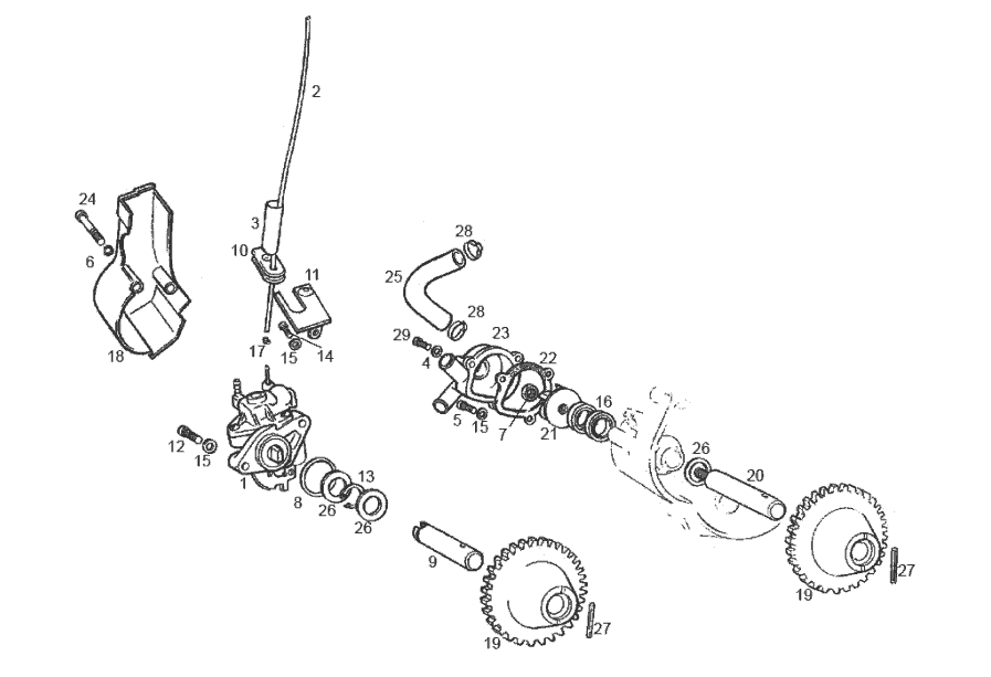 Exploded view Oliepomp - waterpomp
