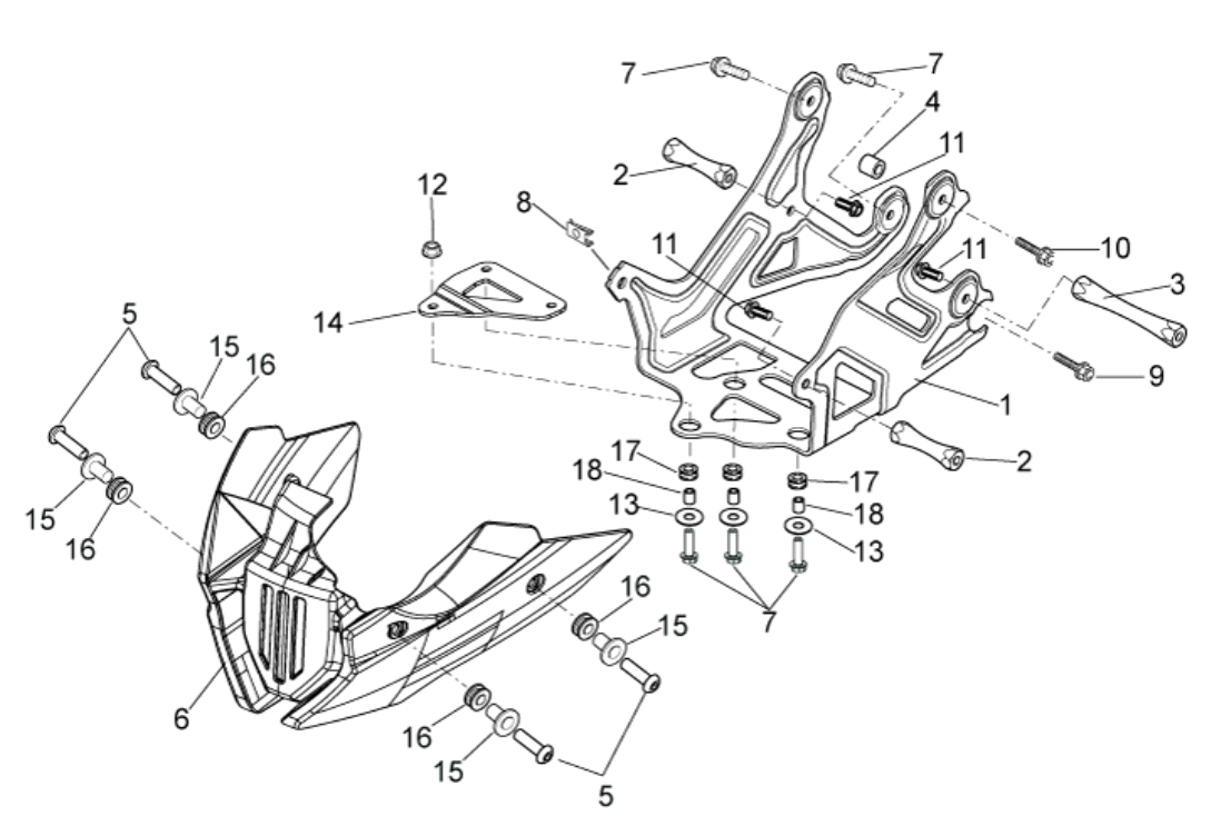 Exploded view Support carburateur