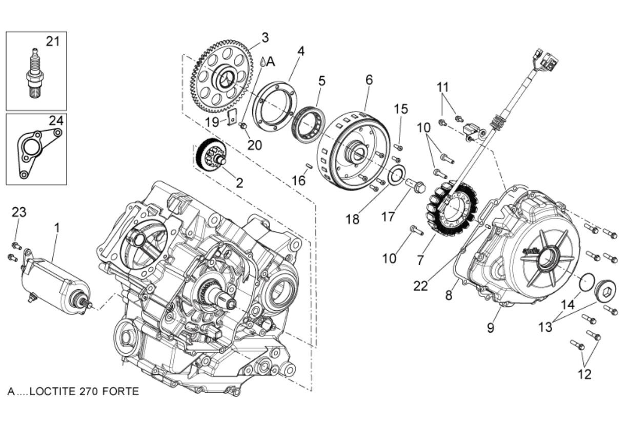 Exploded view Allumage - Bobine - Batterie