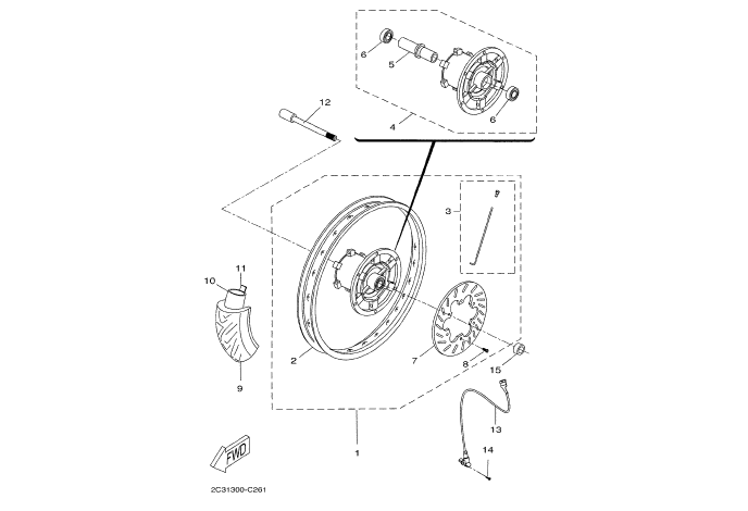 Exploded view Roue avant II - Jante - Disque frein