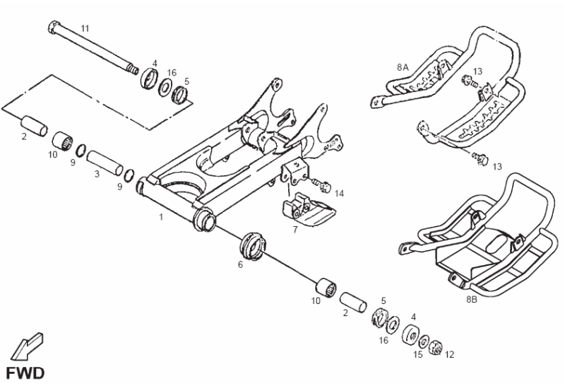 Exploded view Schwingarm - Nerf Bar