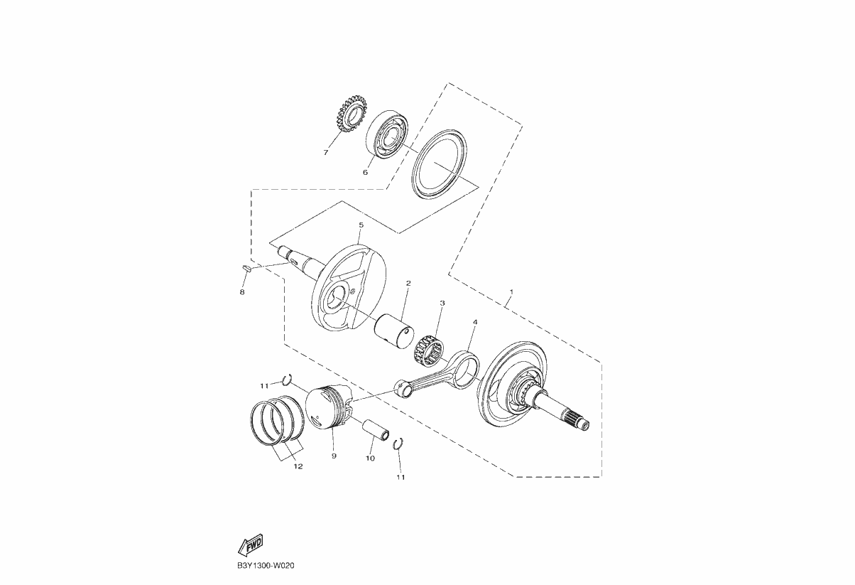 Exploded view Vilebrequin - Piston 