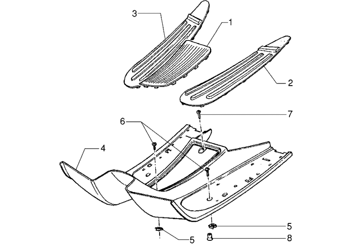 Exploded view Foot board panel