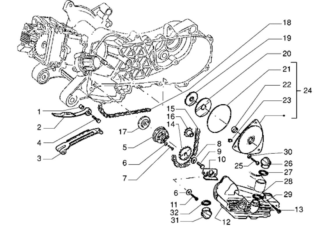Exploded view Oil pump - Timing chain