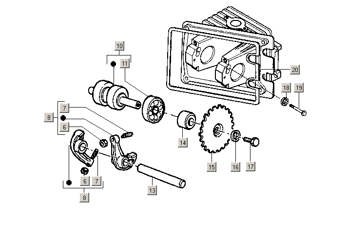Exploded view Testata - albero a camme