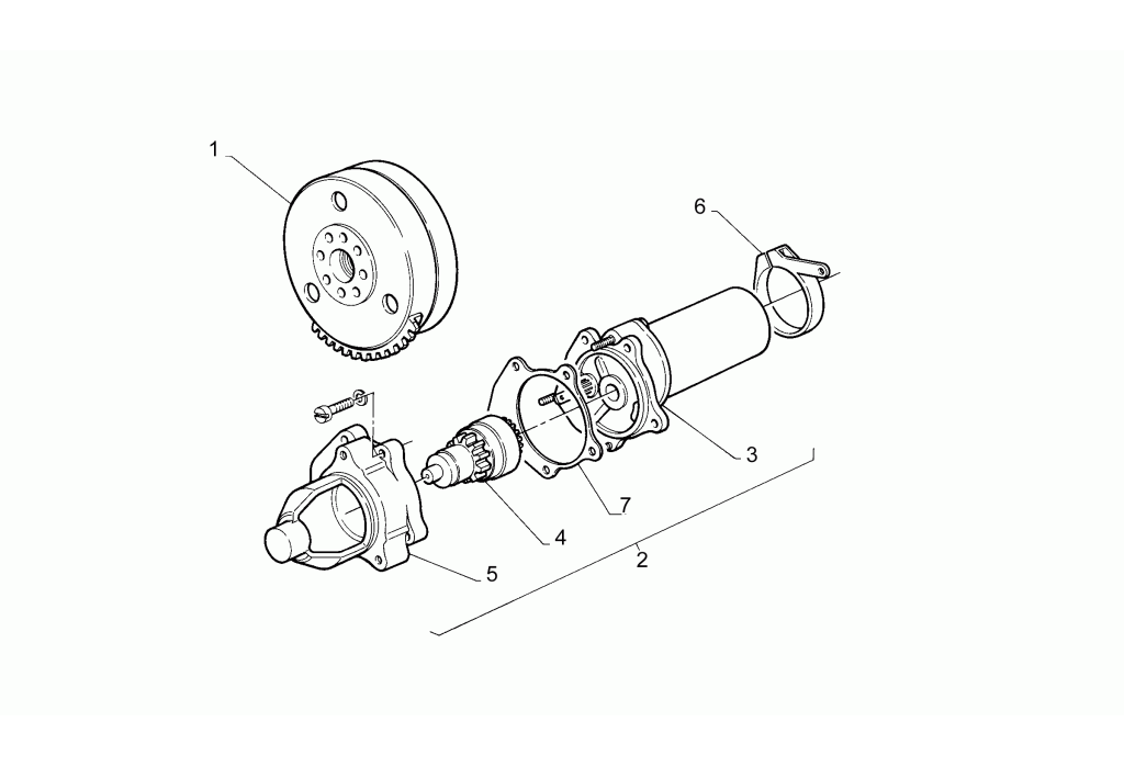 Exploded view Startmotor - stator