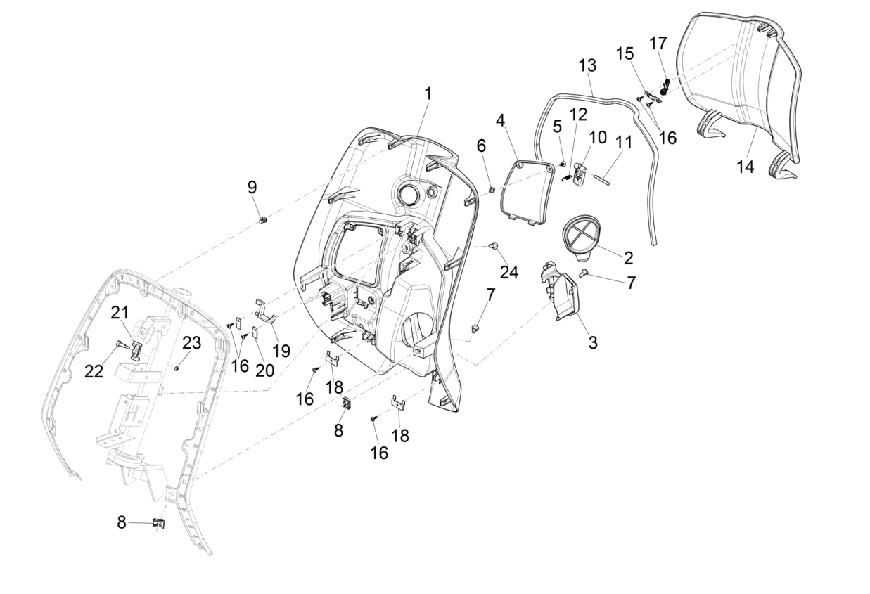 Exploded view Interior cover