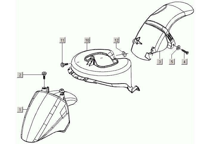 Exploded view Spatbord
