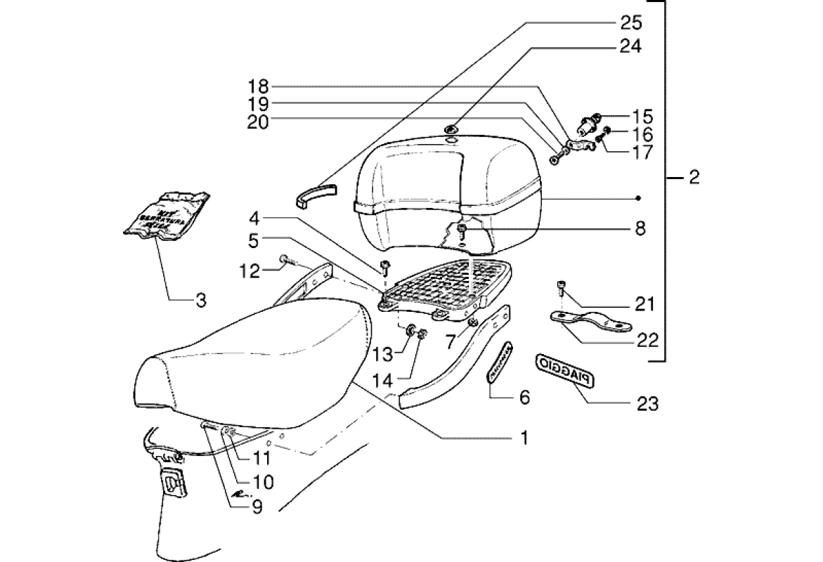 Exploded view Buddyseat - Topkoffer
