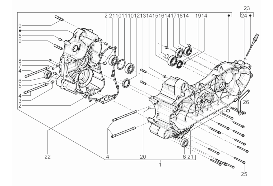 Exploded view Crankcase