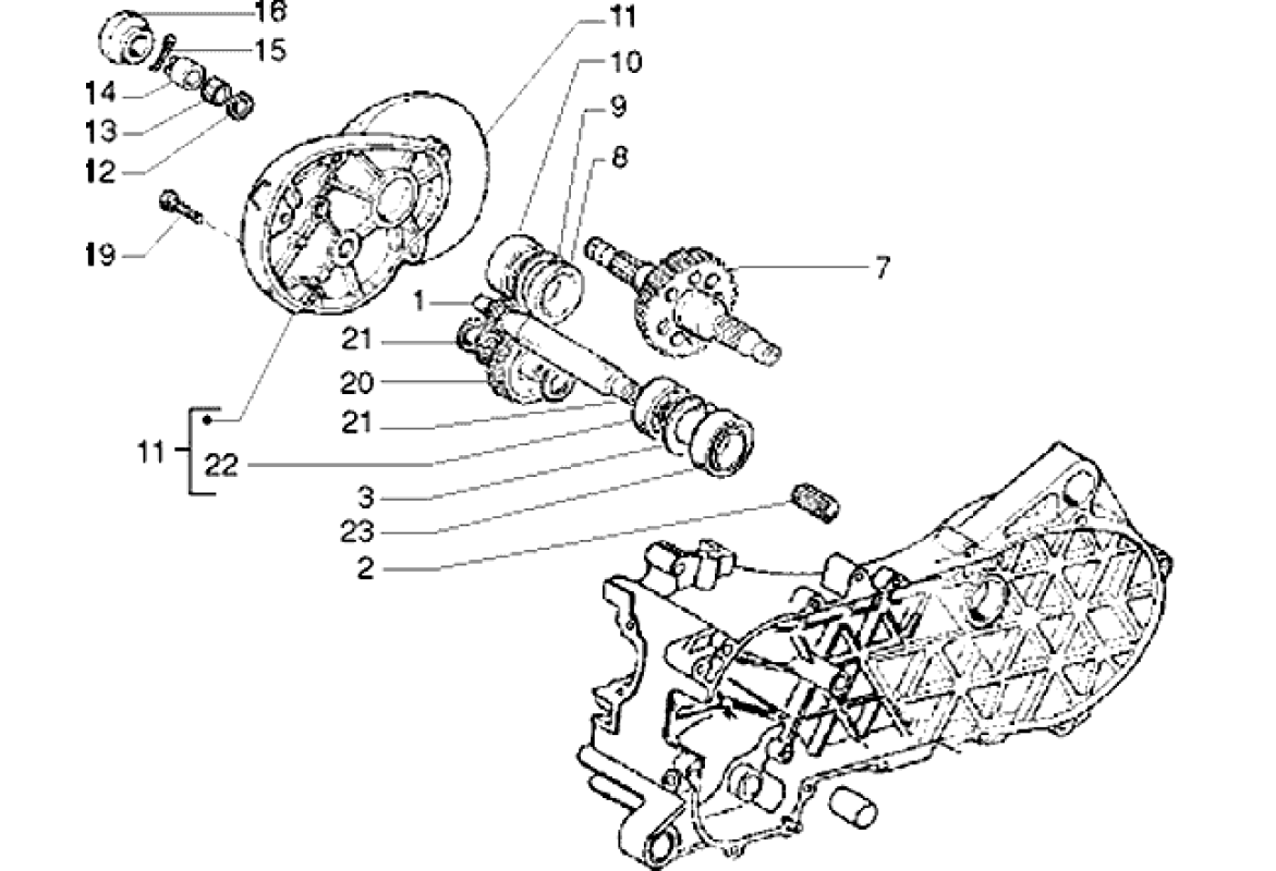 Exploded view Arbre transmission roue 