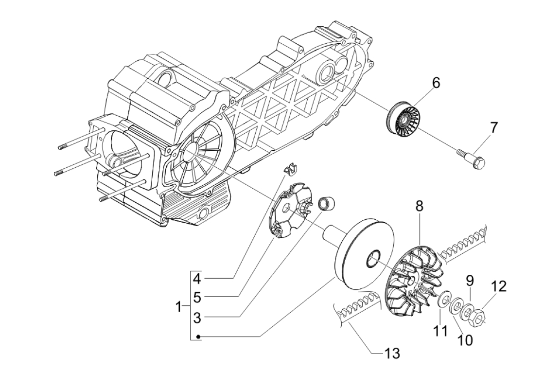 Exploded view Clutch - Clutch bell - Pulley