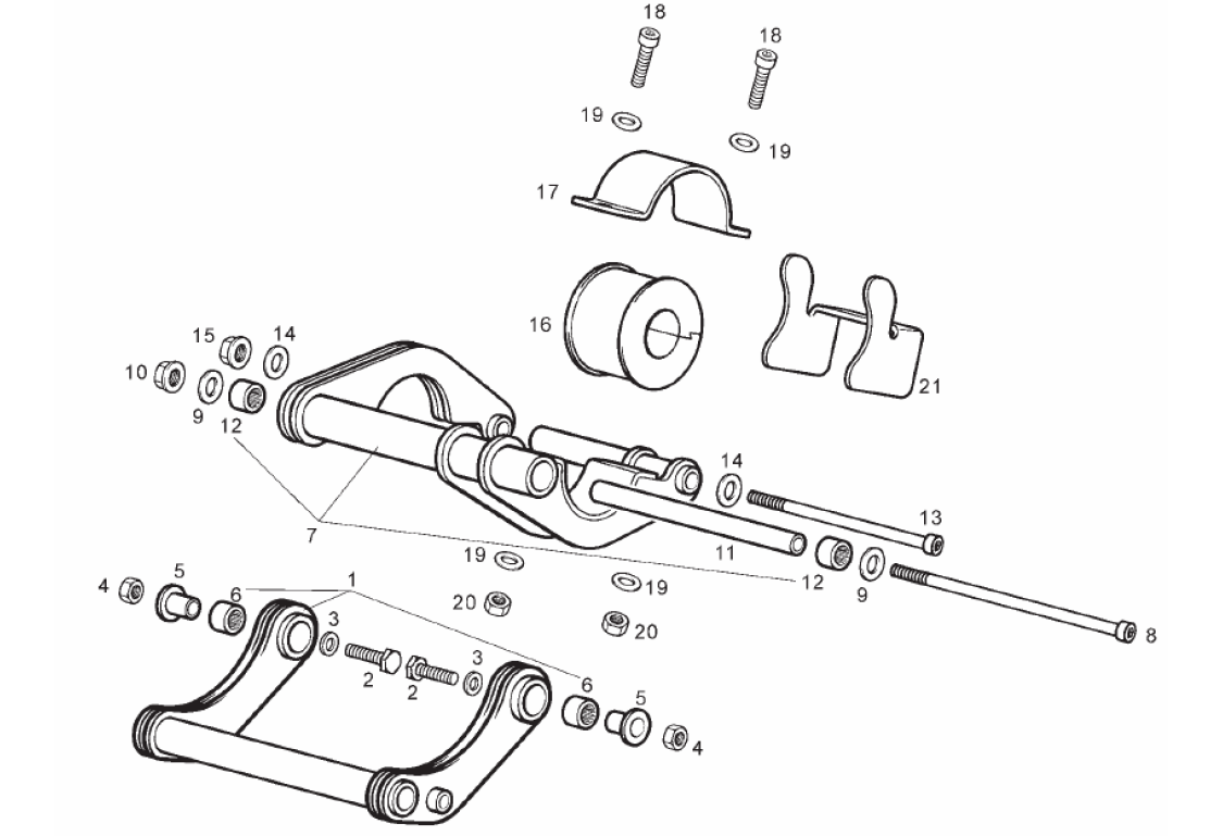 Exploded view Oscillerende arm