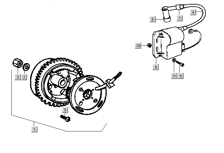 Exploded view Volant magnétique