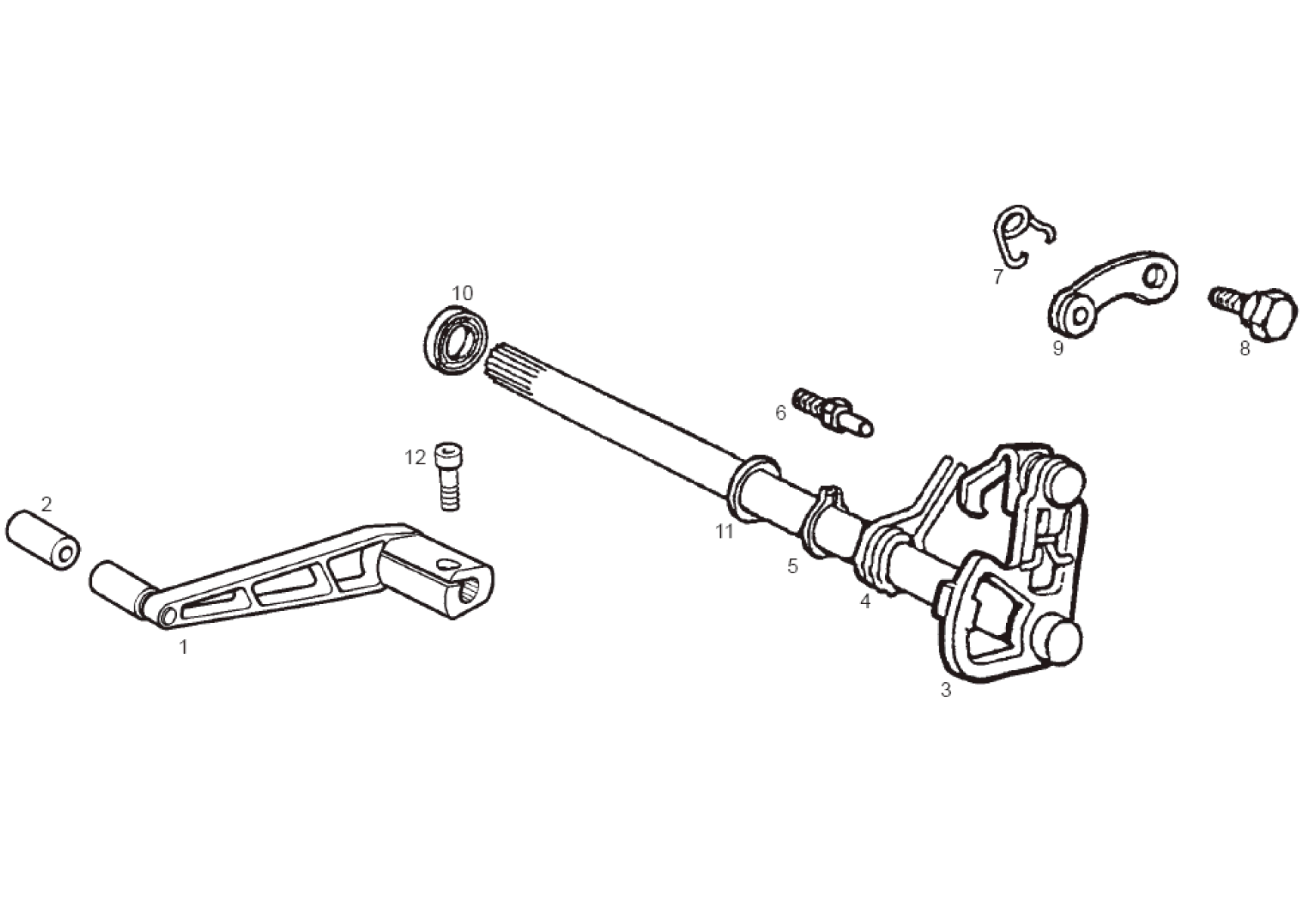 Exploded view Schakel handle