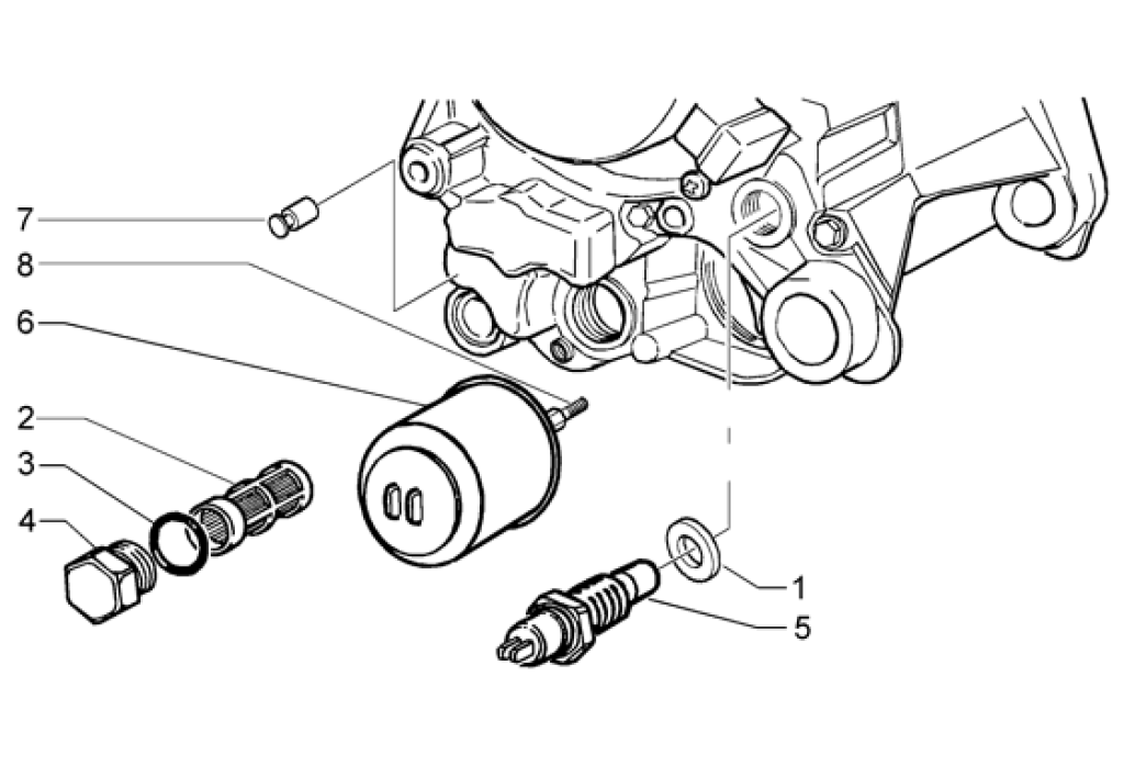 Exploded view Oil filter - oil pressure switch