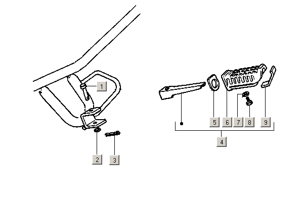 Exploded view Voetsteun
