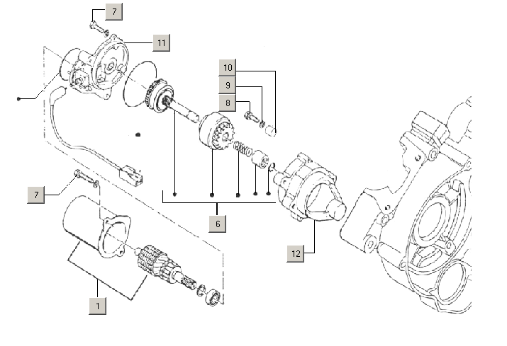 Exploded view Anlasser (Mitsuba)
