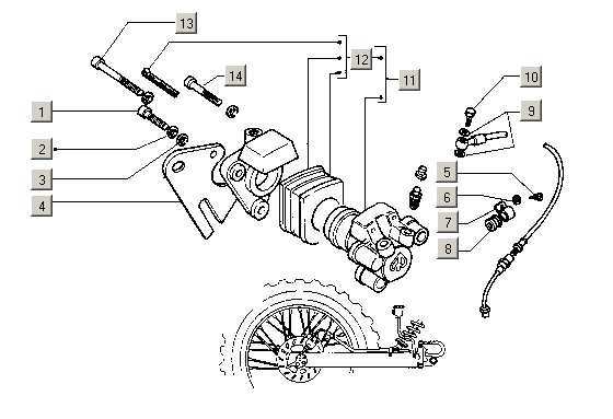 Exploded view Remleiding - Remklauw achter