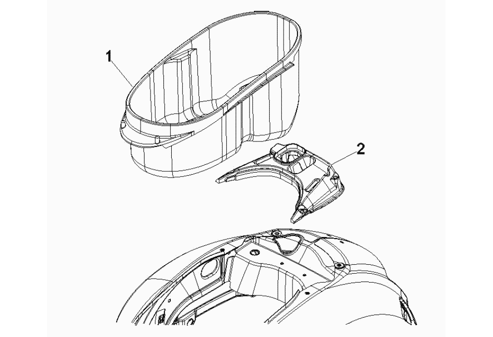 Exploded view Seat - helmet compartment