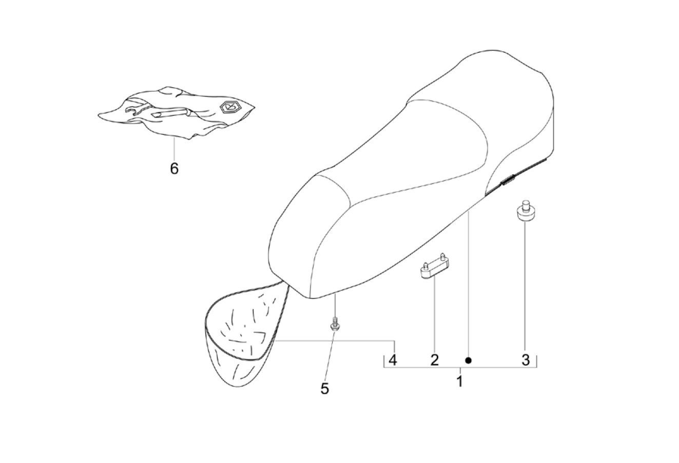 Exploded view Two seat saddle