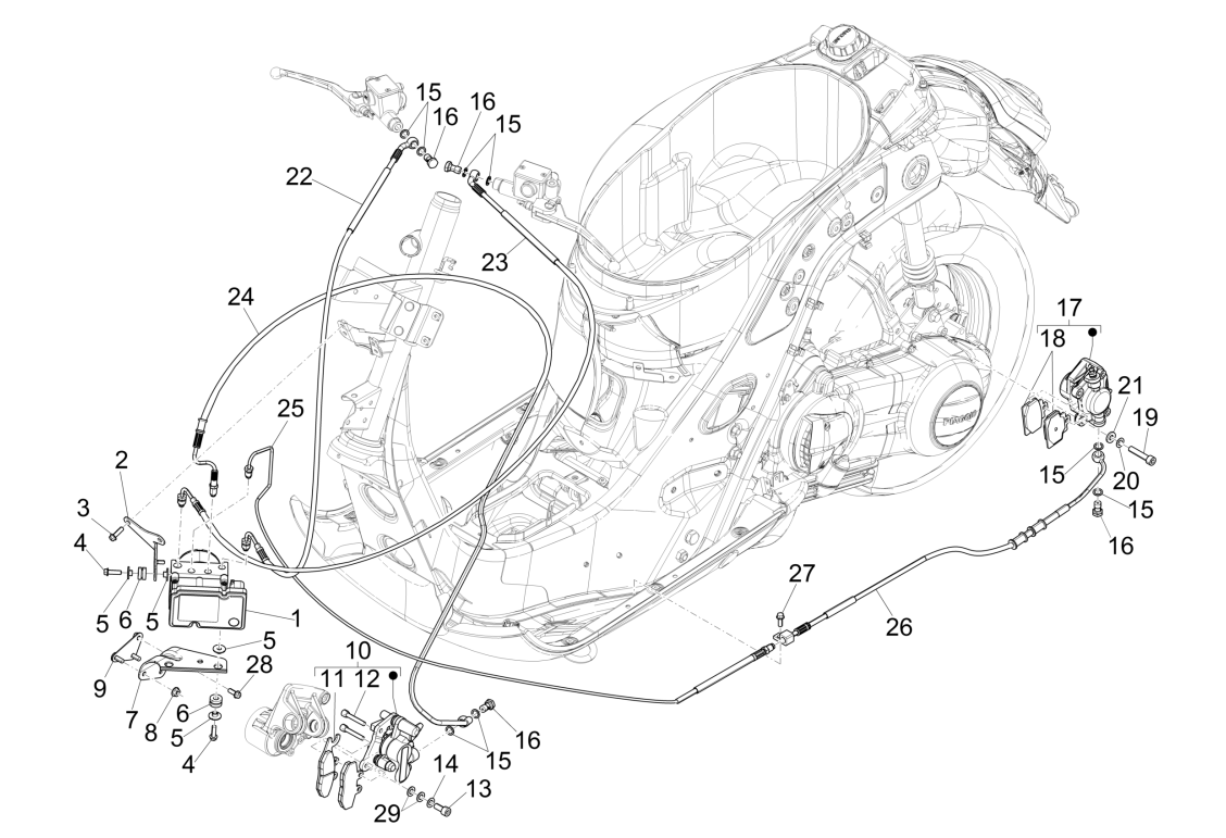 Exploded view Brake system (ABS)