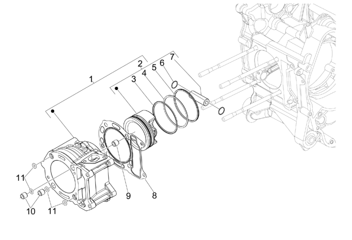 Exploded view Cylinder - Piston
