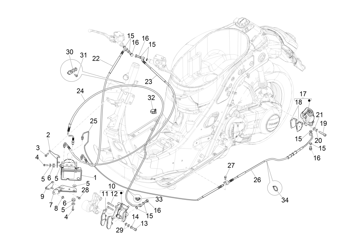 Exploded view Brake system (ABS)