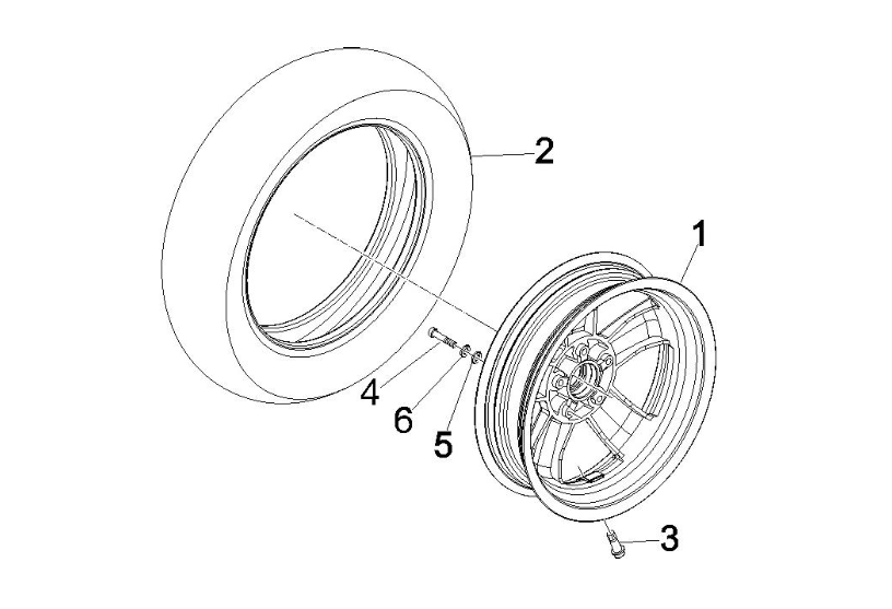 Exploded view Roue avant - Jante
