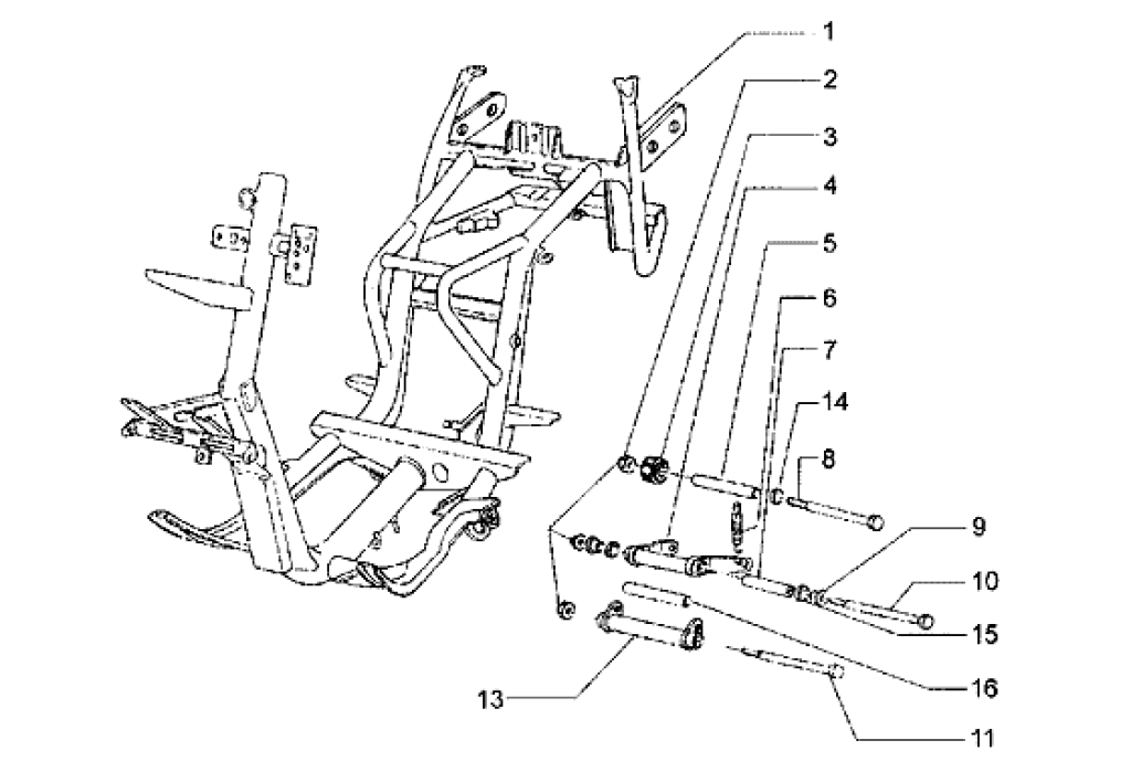 Exploded view Chassis - oscillerende arm