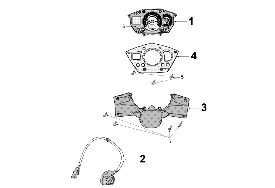 Exploded view Speedometer without Electronic Lock