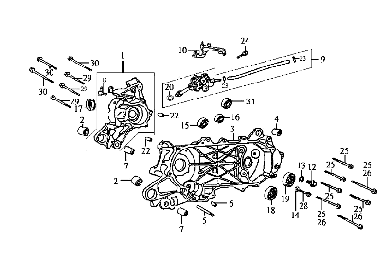 Exploded view Carter L / R  /  Startmotor