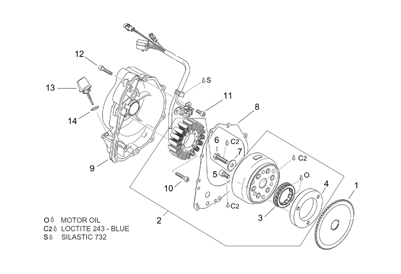 Exploded view Allumage - Bobine - Batterie