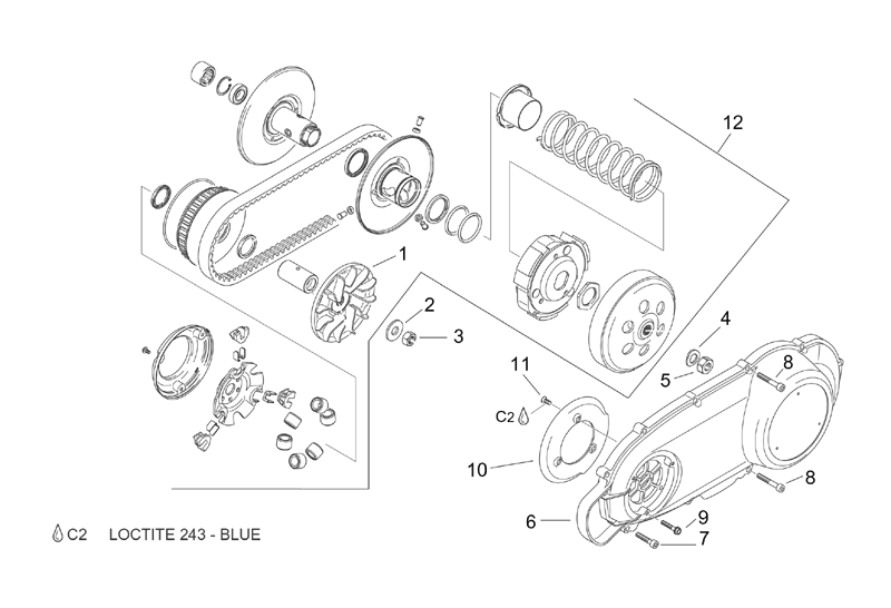 Exploded view Variateur - Embrayage 
