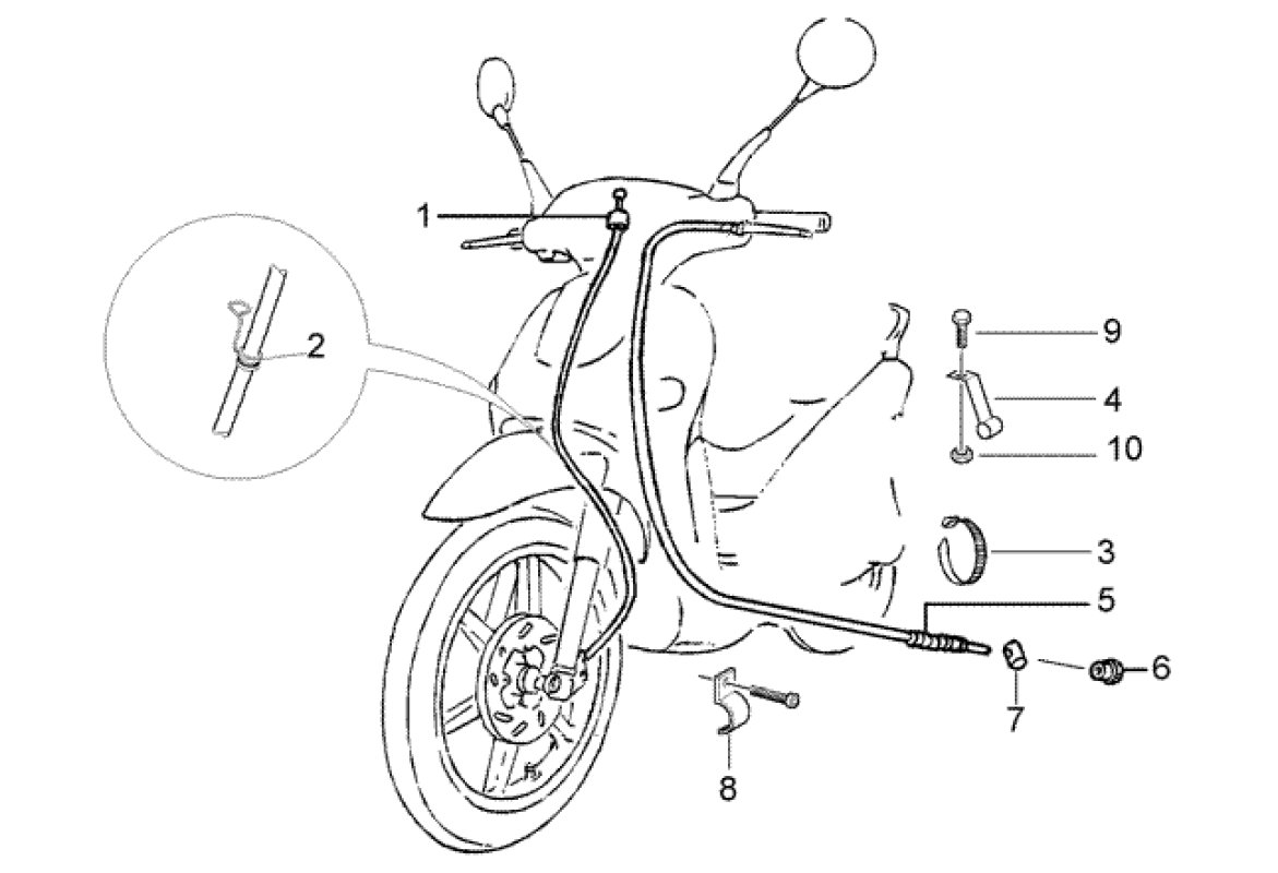 Exploded view Trasmission cable - Brake cable rear