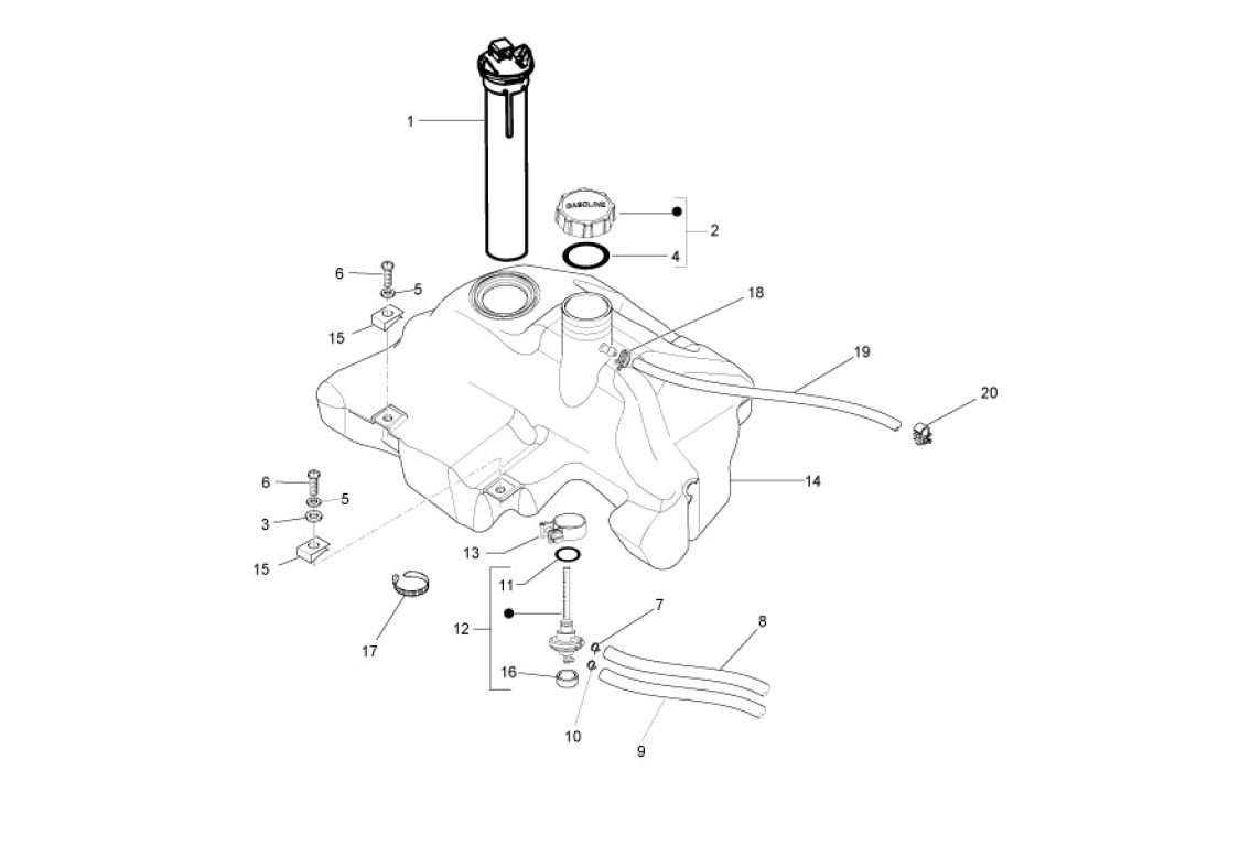 Exploded view Fuel tank