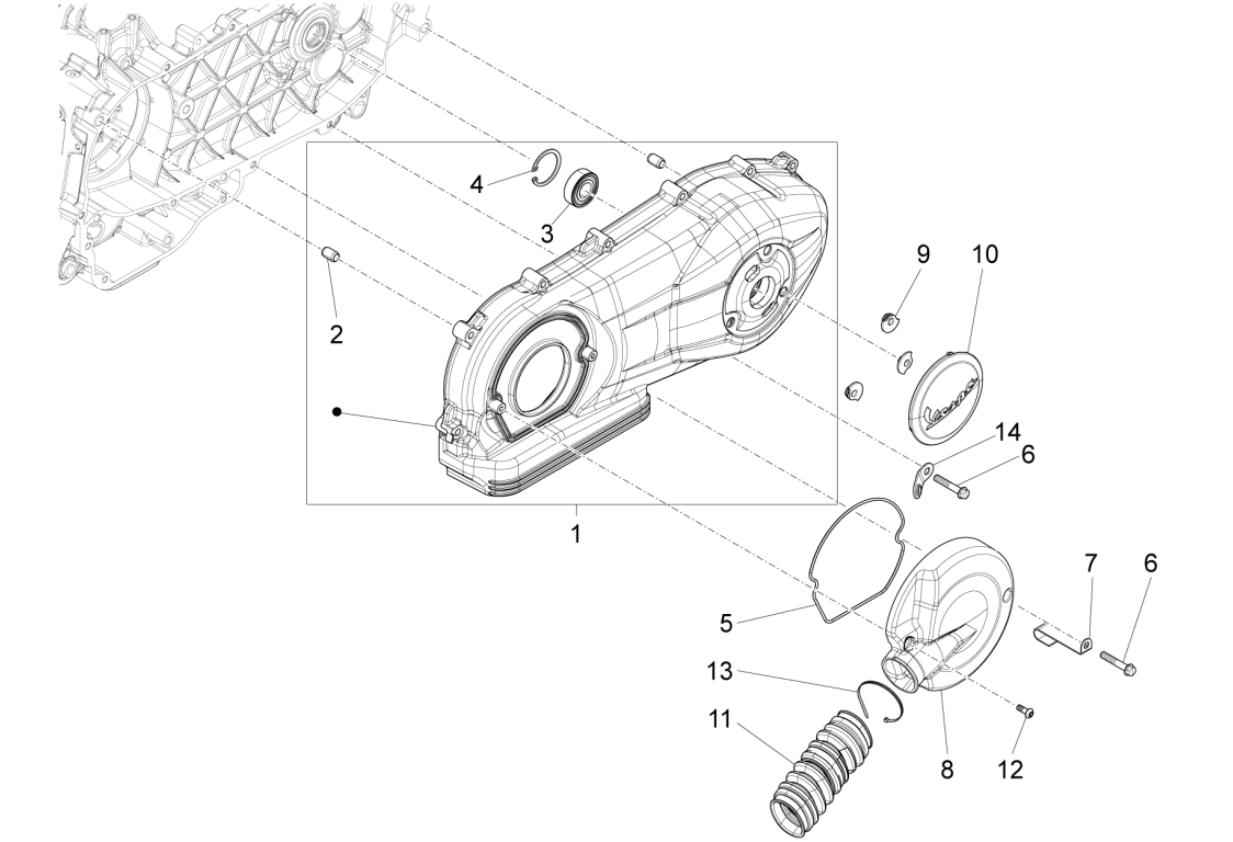 Exploded view Crankcase Cover