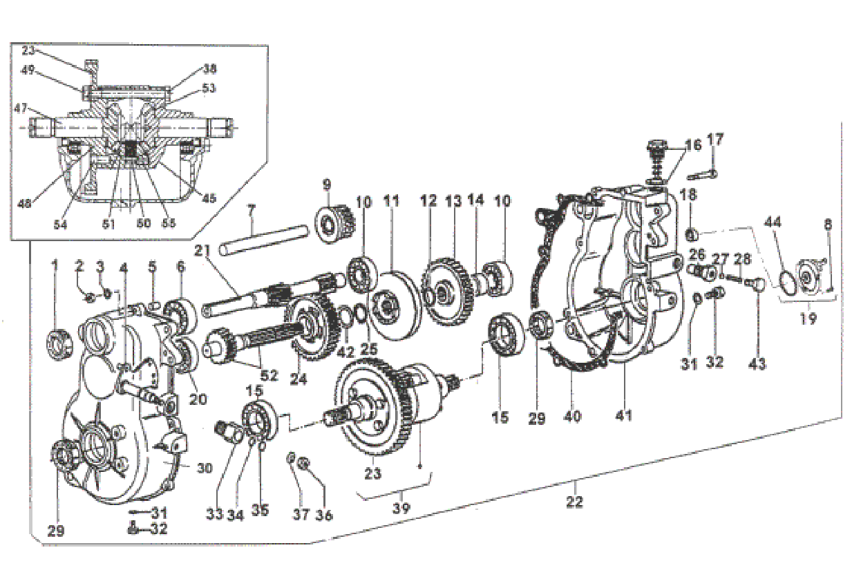 Exploded view Differential gear