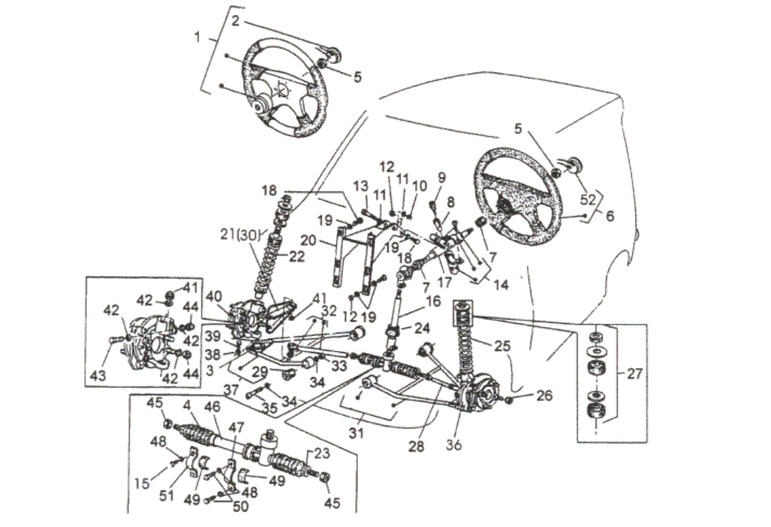 Exploded view Steering wheel - Shock absorber front