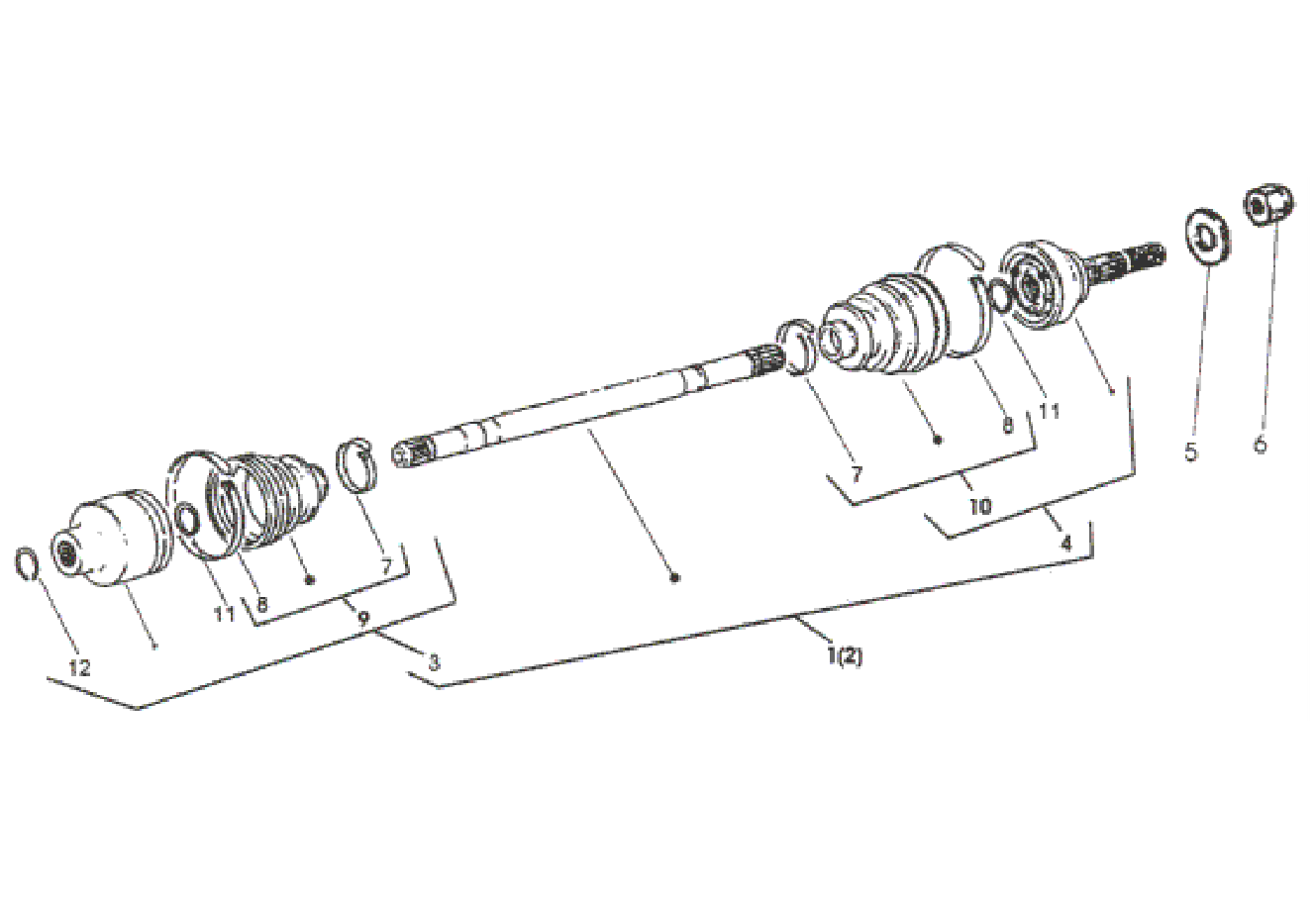 Exploded view Axle shaft