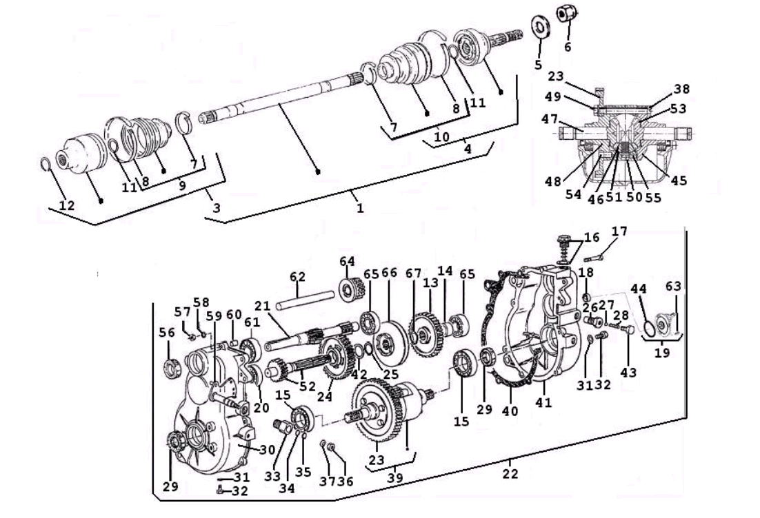 Exploded view Differential Transmission