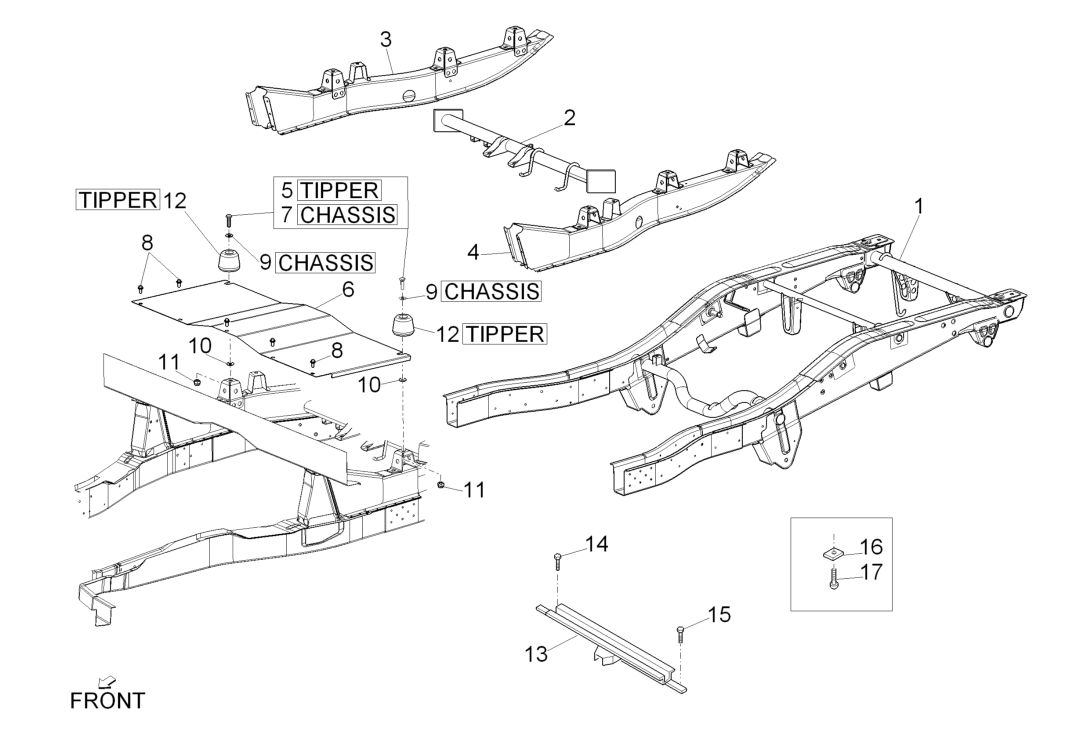Exploded view Rear Chassis/body