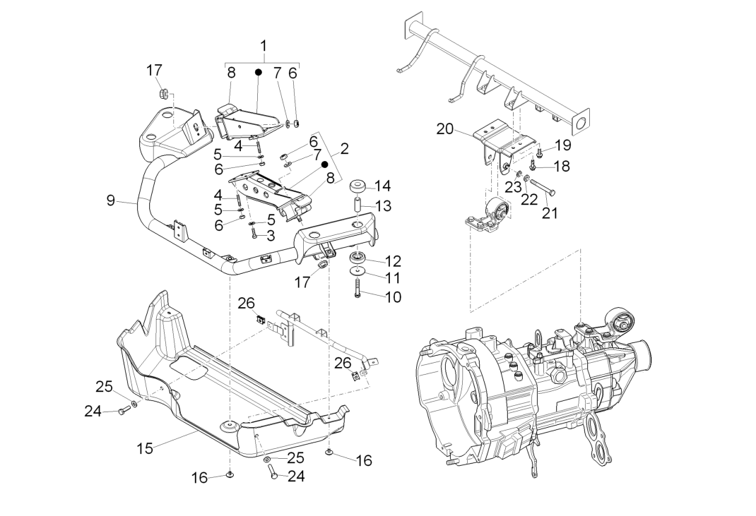 Exploded view Support moteur
