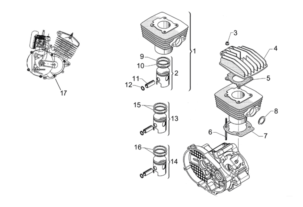 Exploded view Cilinder - Cilinderkop