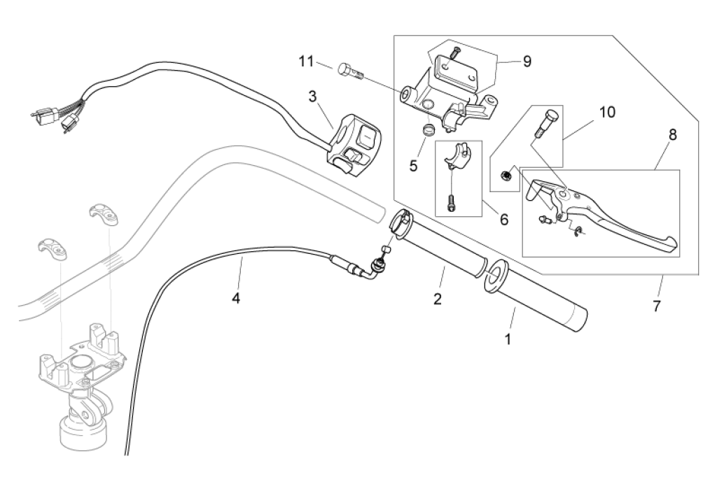 Exploded view Main brake cylinder front - switch unit