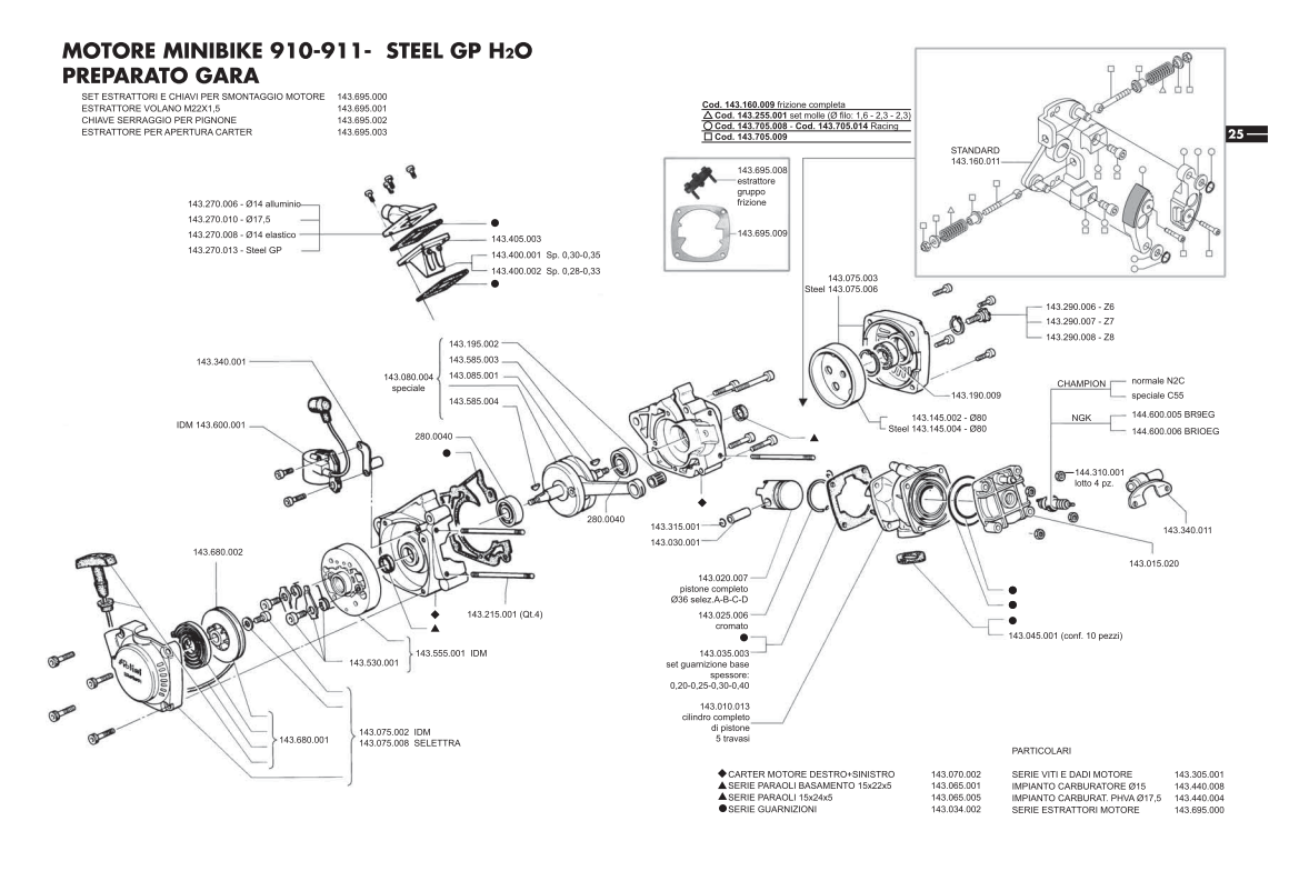 Exploded view Engine Minibike 910-911-STEEL-GP H²O RACE