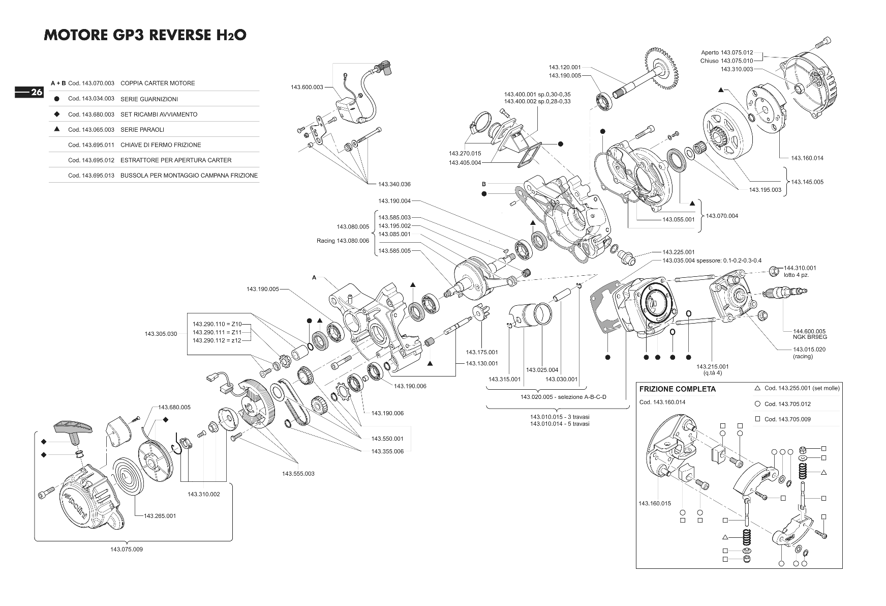 Exploded view Engine GP3 Reverse H²O