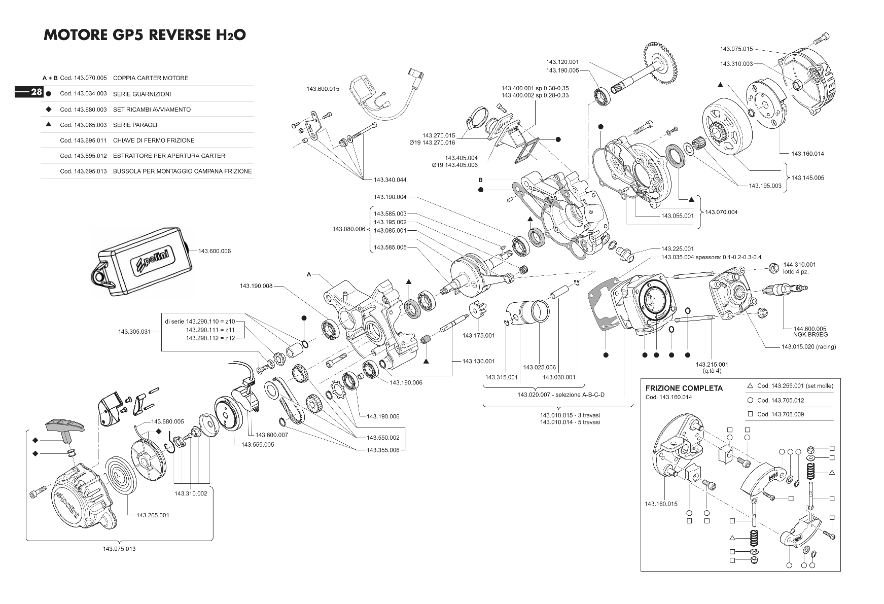 Exploded view Engine GP5 Reverse H²O