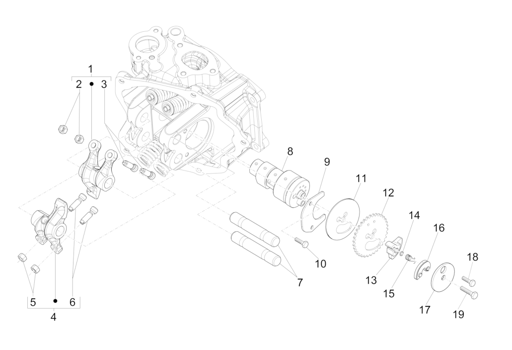 Exploded view Camshaft - Rocker arm