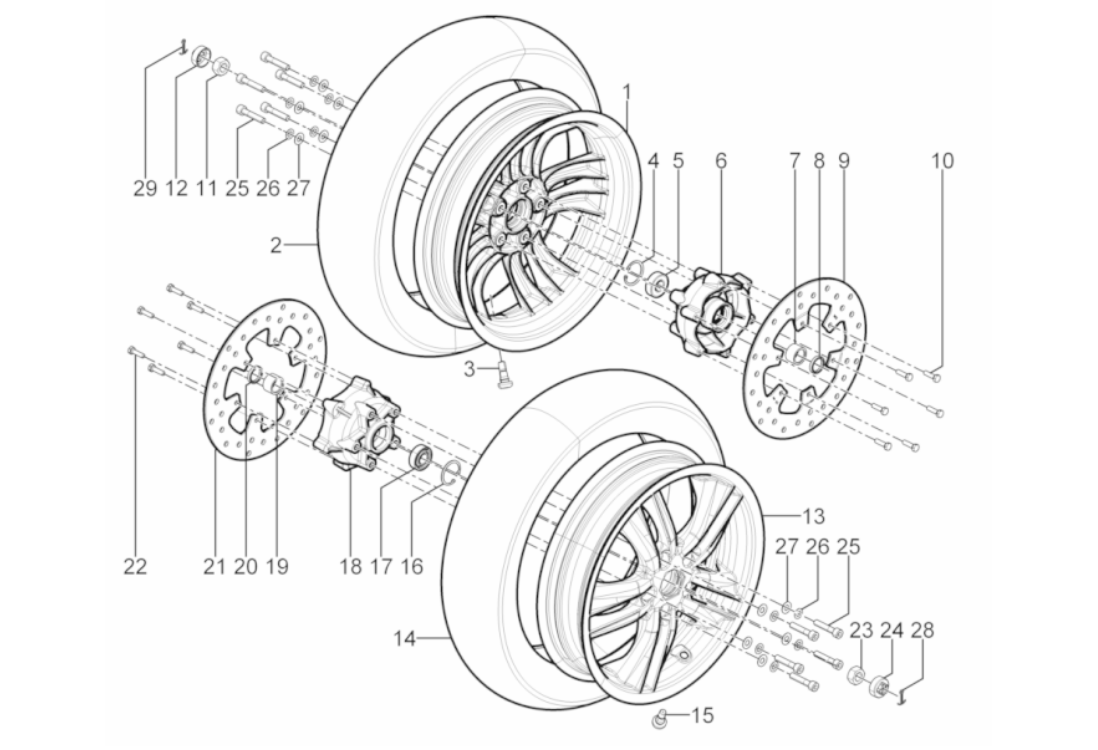 Exploded view Front wheel